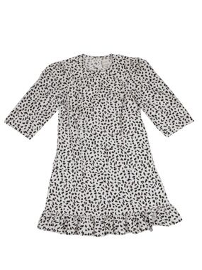 La Vie Black White Printed Ruffle Hem Dress XS